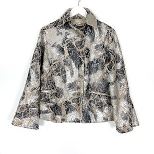 Vintage Lorain Croft Silver Textured Short Swing Jacket